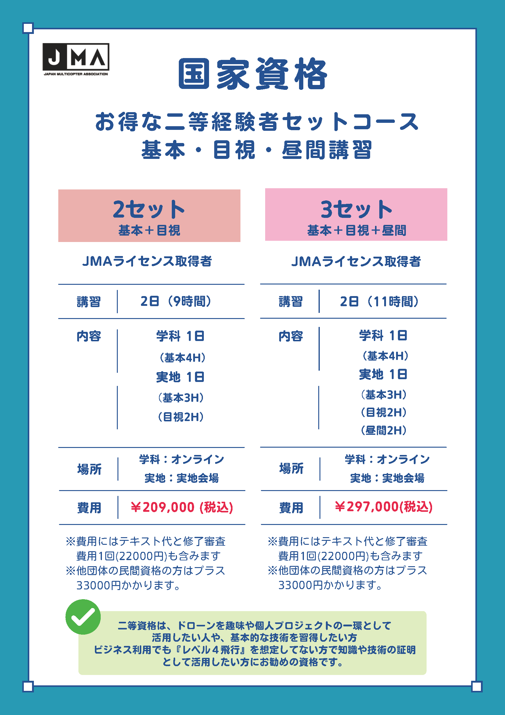 お得な二等経験者セットコース